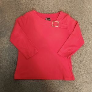 Red Ladies Top with Silver Buckle accent size M